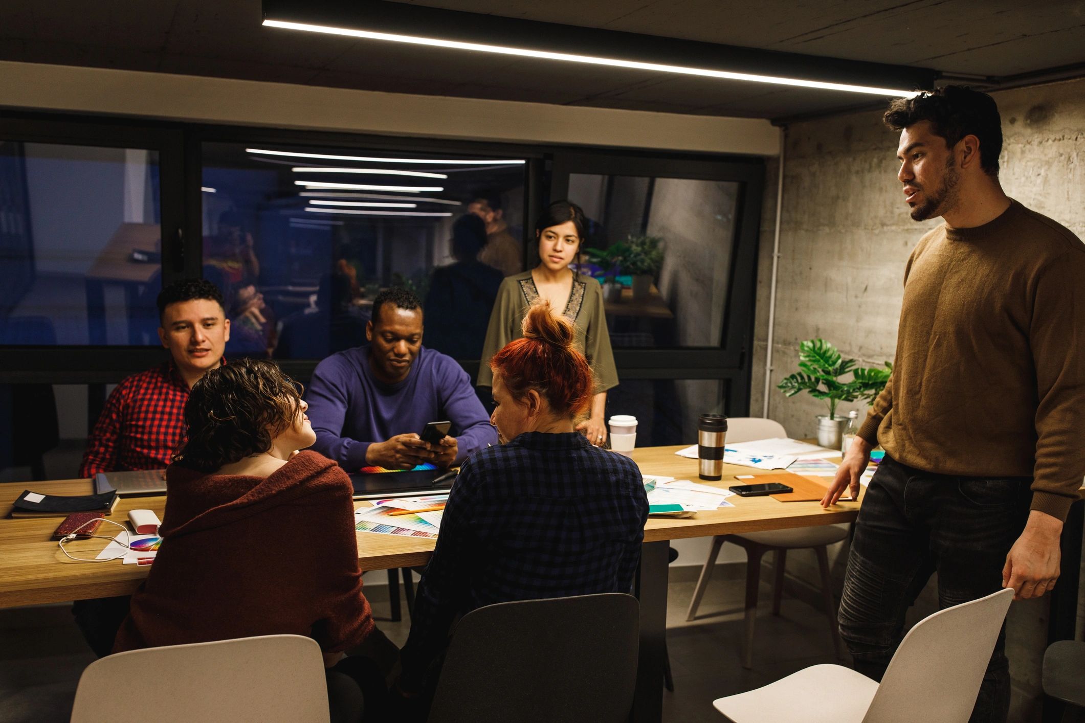 Creative team meeting for digital publishing